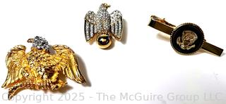 Collection of Patriotic Costume Jewelry Including Swarovski Crystal Eagle Brooch