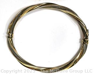  18kt Yellow Gold Twisted Bangle Bracelet. 8 Grams