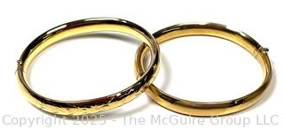 Two (2) Gold Plated Bangle Bracelets
