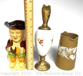 Three (3) Jugs Including a Hoffritz L. S. Philpot Toby Mug and Wedgwood 
