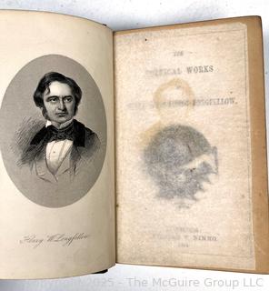 Gilt and Leather Bound Poetical Works by Henry Wadsworth Longfellow by William P Nimmo 1864 Book
