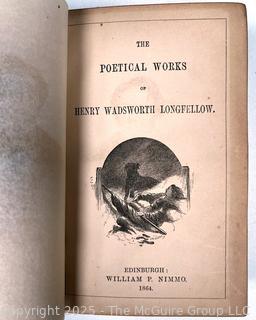 Gilt and Leather Bound Poetical Works by Henry Wadsworth Longfellow by William P Nimmo 1864 Book
