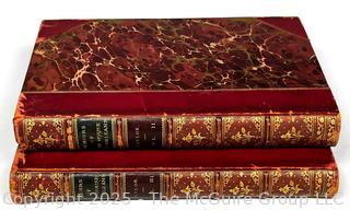 Two (2) Gilt and Leather with Marbled Paper Bound Memoirs of the House of Orleans, Vol II and III, W. Cooke Taylor (1849)