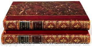 Two (2) Gilt and Leather with Marbled Paper Bound Memoirs of the House of Orleans, Vol II and III, W. Cooke Taylor (1849)
