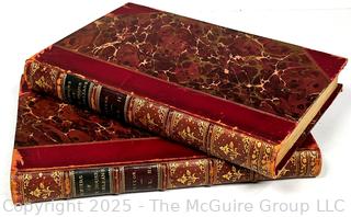Two (2) Gilt and Leather with Marbled Paper Bound Memoirs of the House of Orleans, Vol II and III, W. Cooke Taylor (1849)