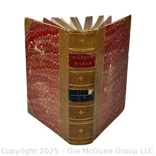 The Life and Adventures of Martin Chuzzlewit by Charles Dickens in Leather Binding with Marbled Cover, Book