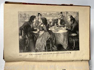 The Life and Adventures of Martin Chuzzlewit by Charles Dickens in Leather Binding with Marbled Cover, Book