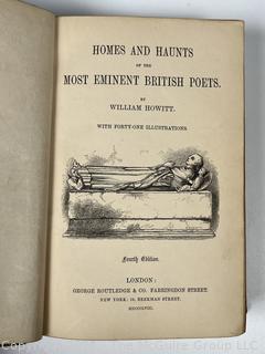 Gilt Leather Bound Homes and Haunts of the Most Eminent British Poets by William Howitt, 4th Edition, London, 1858, Book