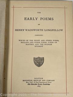 The Early Poems of Henry Wadsworth Longfellow 1885 Book
