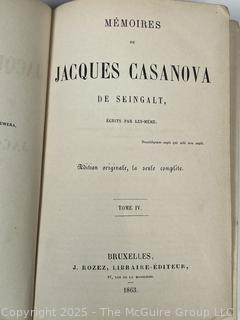 Leather Bound Mémoires de Jacques Casanova 1863. Book