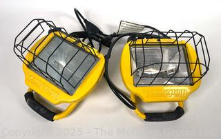 Two (2) Corded WorkForce Brand Halogen Shop Lamps