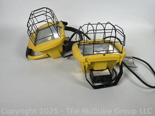 Two (2) Corded WorkForce Brand Halogen Shop Lamps