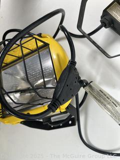 Two (2) Corded WorkForce Brand Halogen Shop Lamps