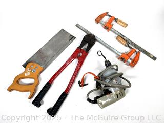 Bolt Cutter, Mitre Saw, Adjustable Clamps and Corded Electric Drill Hand Tools