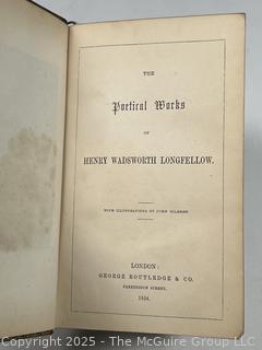 Leather Bound with Gilt Decoration of the Poetical Works of Henry Wadsworth Longfellow 1854, Book