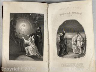 Leather with Marbled Paper Bound The Poetical Works of Thomas Moore 1841. Book
