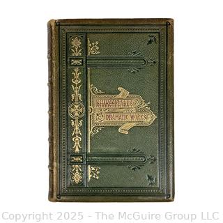Leather Bound With Gilt Decoration, The Dramatic Works of William Shakespeare with Copious Glossarial Notes by Robert Inglis Book, 1800's