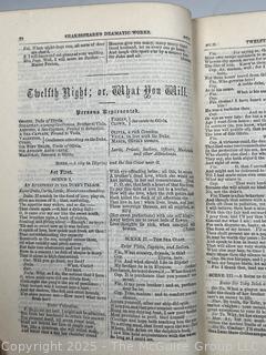 Leather Bound With Gilt Decoration, The Dramatic Works of William Shakespeare with Copious Glossarial Notes by Robert Inglis Book, 1800's