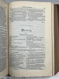 Leather Bound With Gilt Decoration, The Dramatic Works of William Shakespeare with Copious Glossarial Notes by Robert Inglis Book, 1800's