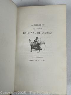 Leather with Fleur De Lis Gilt Cover Memoires De Madame De Staal De Launay 1890. Book