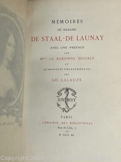 Leather with Fleur De Lis Gilt Cover Memoires De Madame De Staal De Launay 1890. Book