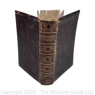 Leather with Marbled End Papers The Complete Poetical Works of John Greenleaf Whittier, Household Edition 1882 Book
