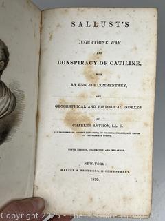 Leather Bound Sallust's Jugurthine War by Charles Anthon 1839 Book 