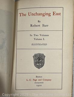 Gilt Leather with Marbled Boards Bound The Unchanging East  Vol. I, 1st Ed By Robert Barr 1900 Book