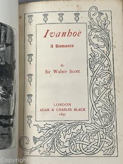 Gilt Leather with Marbled End Papers Ivanhoe A Romance by Sir Walter Scott Illustrated Victoria Edition, 1897 Book