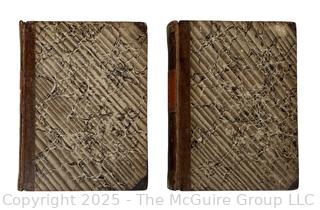 Two (2) Leather with Marbled Boards German Script Books, 1839