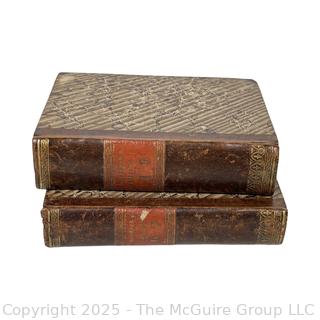 Two (2) Leather with Marbled Boards German Script Books, 1839