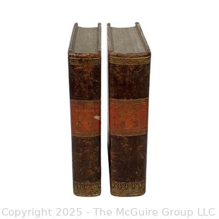 Two (2) Leather with Marbled Boards German Script Books, 1839