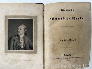 Two (2) Leather with Marbled Boards German Script Books, 1839
