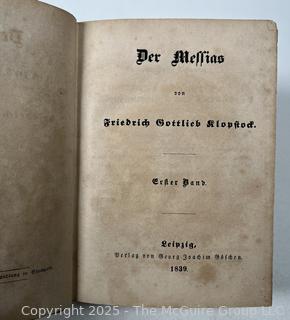 Two (2) Leather with Marbled Boards German Script Books, 1839