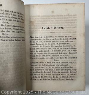 Two (2) Leather with Marbled Boards German Script Books, 1839
