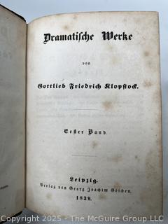 Two (2) Leather with Marbled Boards German Script Books, 1839