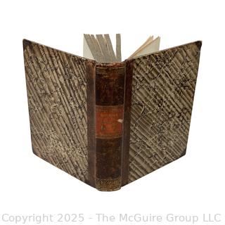 Two (2) Leather with Marbled Boards German Script Books, 1839