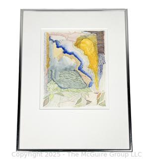 Framed Under Glass Gouache Abstract Titled Everglades Signed by Artist G.T. Burke (1926-2015) , 1987. 12 x 16"