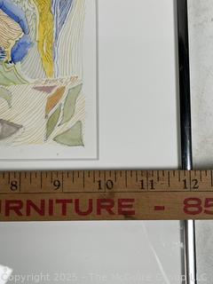 Framed Under Glass Gouache Abstract Titled Everglades Signed by Artist G.T. Burke (1926-2015) , 1987. 12 x 16"