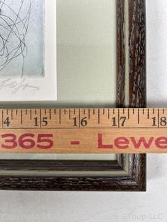 Framed Under Glass Aquatint Etching Titled "Ejjel" Signed and Numbered by Artist Bela Kondor.  17 x 17"