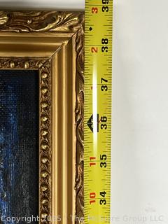Framed Oil on Board of Al Aqsa Mosque Signed by Artist Sue Behnken Dangler, 1968. 27 x 39"
