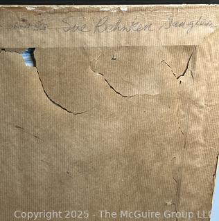 Framed Oil on Board of Al Aqsa Mosque Signed by Artist Sue Behnken Dangler, 1968. 27 x 39"