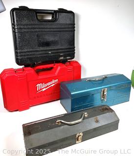 Four (4) Metal and Plastic Tool Boxes 

