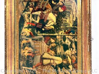 Framed Decoupage on Wood Plaque of a Florentine Print (Florence, Italy) 15 x 31"