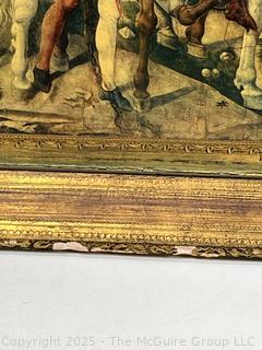 Framed Decoupage on Wood Plaque of a Florentine Print (Florence, Italy) 15 x 31"