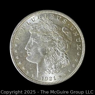 1921 (P) Morgan Head US Silver Dollar Coin (some luster)