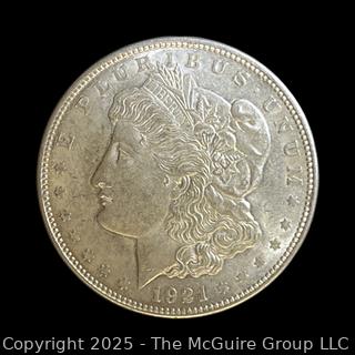 1921 (P) Morgan Head US Silver Dollar Coin (some luster)