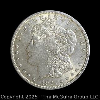1921 (P) Morgan Head US Silver Dollar Coin (some luster)