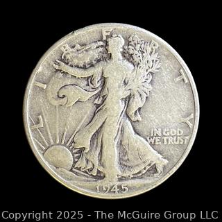 1945 (P) "Walking Liberty" US Half Dollar Silver Coin