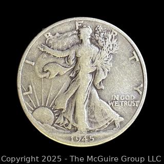 1945 (D) "Walking Liberty" US Half Dollar Silver Coin